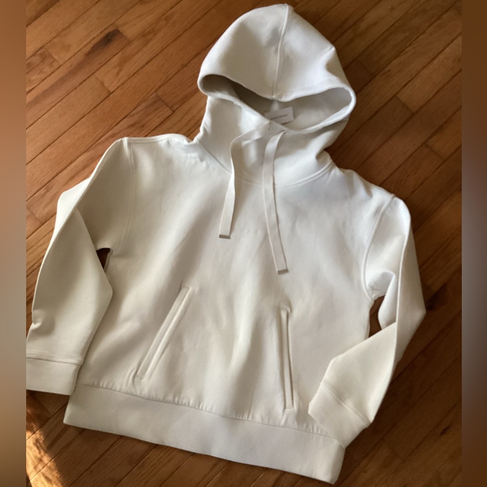 SCUBA KNIT BANANA REPUBLIC NWT MULTI SEASON HOODIE POCKETS CREAM WHITE MEDIUM - Picture 3 of 14